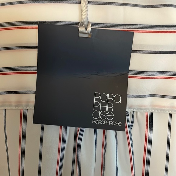 XL Paraphrase Blouse White with Red & Blue Pinstripes - Picture 3 of 3